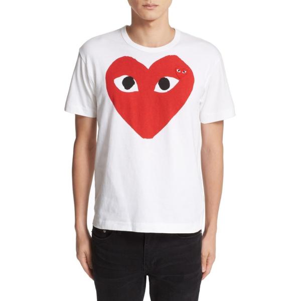 コム デ ギャルソン メンズ Tシャツ トップス Comme Des Heart Fit Garons Face 今季も再入荷 T Shirt Play Slim Graphic