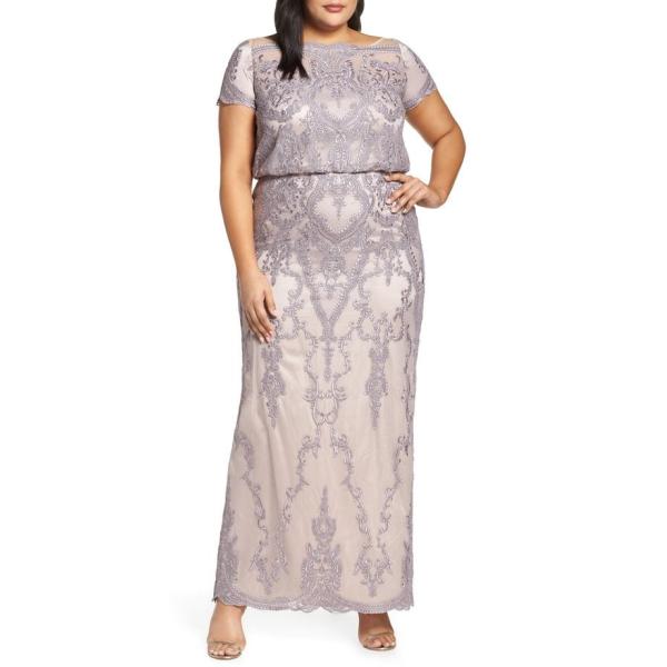 ジェイエスコレクションズ レディース ワンピース トップス Js Collections ギフト Scallop Evening Size Blouson Embroidered Plus Dress