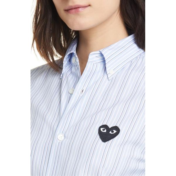 コム デ ギャルソン レディース シャツ トップス Comme Des Garons Play Heart Stripe Cotton Shirt Prettyfunnyballoons Com
