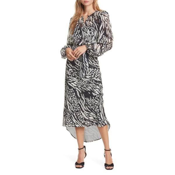 ワンピース ヴェロニカ Veronica ベアード Beard Veronica トップス ワンピース Print Spot Long レディース Mavis Stripe Sleeve Silk Dress 04 Black リビーダ ショップ