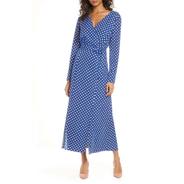 ワンナインオーワン レディース ワンピース トップス 1901 Polka Wrap Sleeve Maxi Long Dot Dress 新作 大人気