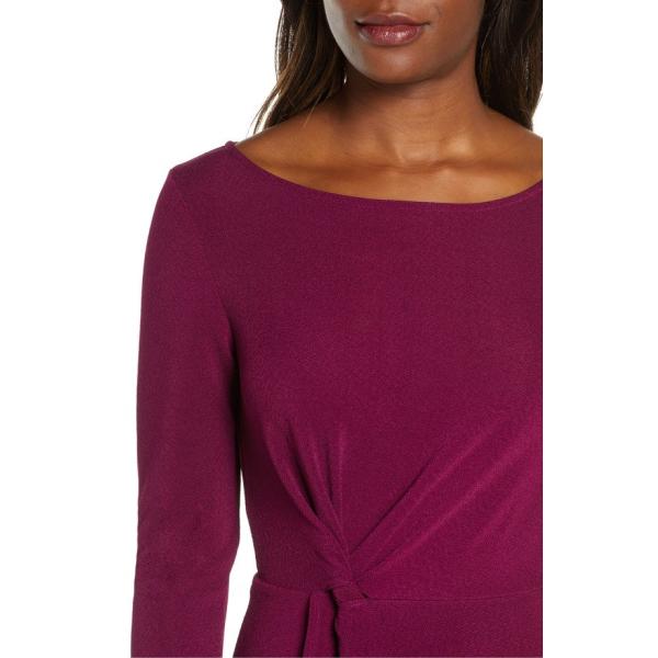レオタ レディース ワンピース トップス Leota 送料無料お手入れ要らず Erin Knot Textured Crepe Dress Long Sleeve Waist