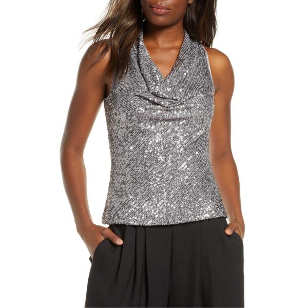 cowl neck top with sequins
