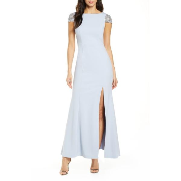 エリザジェイ レディース ワンピース トップス Eliza 激安通販専門店 J Cap Jeweled Gown Trumpet Sleeve