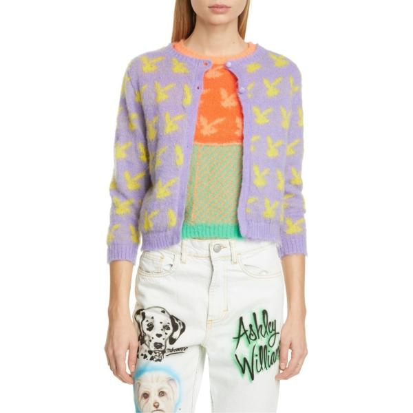アシュリー ウィリアムズ レディース カーディガン アウター Ashley Sale Williams Mohair Float Jacquard Cardigan Crop Playboy Bunny