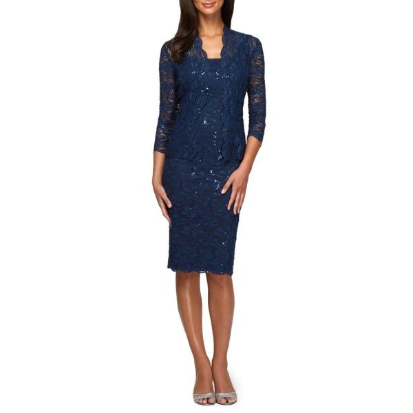 アレックスイブニングス レディース 人気の定番 ワンピース トップス Alex Evenings Lace Jacket Dress Amp Regular Petite