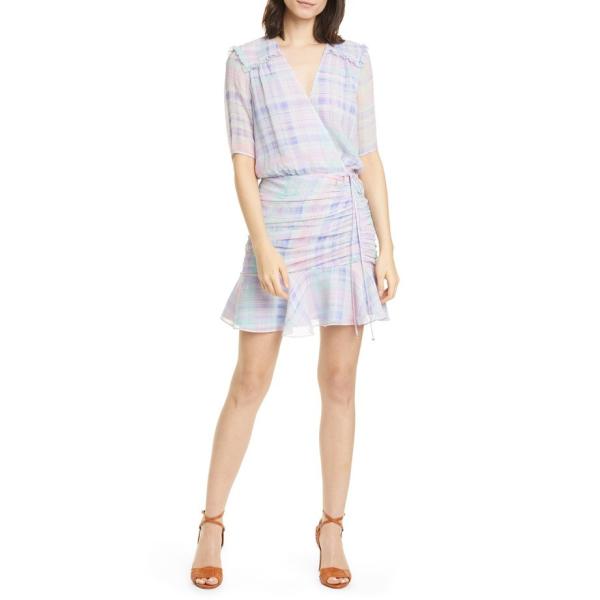 ベアード Wrap レディースファッション Veronica ヴェロニカ ワンピース Dakota Minidress 04 Lilacm リビーダ トップス Silk Plaid レディース Beard Plaid Faux Wrap ショップ