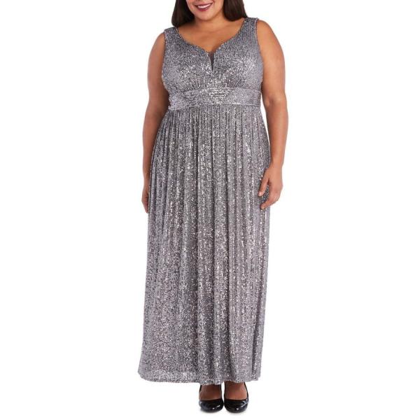 モルガン 信頼 レディース ワンピース トップス Morgan Amp Co Gown Sequin Plus Size Knit Sleeveless