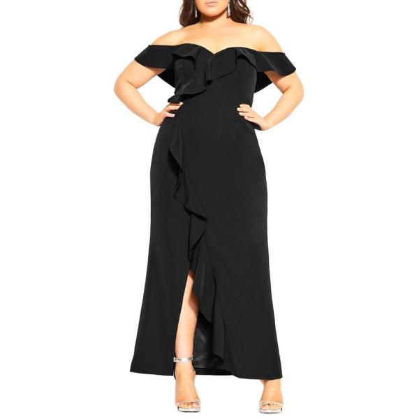 シティーシック レディース ワンピース トップス City Chic Savannah Dress Maxi The Size Plus Shoulder Off 注目ブランド