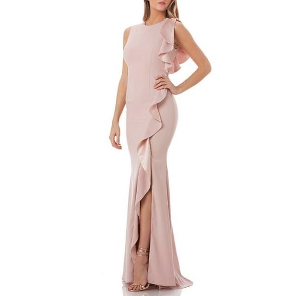 カルメンマークヴァルヴォ Ruffle スーツ フォーマル ワンピース ファッション Gown トップス レディース Gown 31 Dusty カルメンマークヴァルヴォ Slit 31 Dusty リビーダ ショップ 高い素材