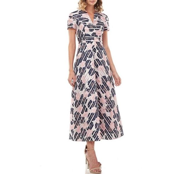 新作 大人気 ケイ アンジャー レディース ワンピース トップス Renee Printed Burnout Stripe Amp Dress Midi Fit Flare