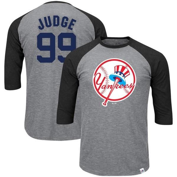 マジェスティック メンズ Tシャツ トップス ron 超激安 Judge New York Yankees 4 Sleeve Raglan Tall Big Amp Majestic 3 Player T Shir