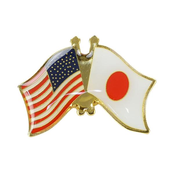自衛隊グッズ ピンバッジ アメリカ国旗 日本国旗 クロスピンズ