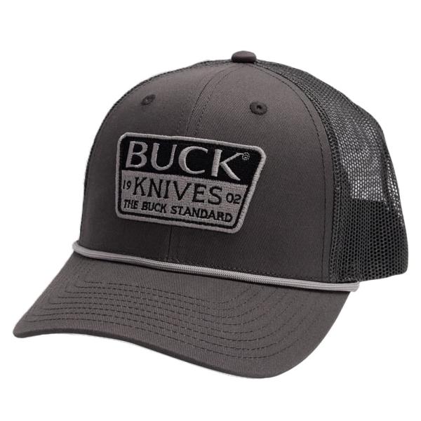 BUCK メッシュキャップ メーカー刺繍ロゴ入り スナップバック式 [ チャコール ]