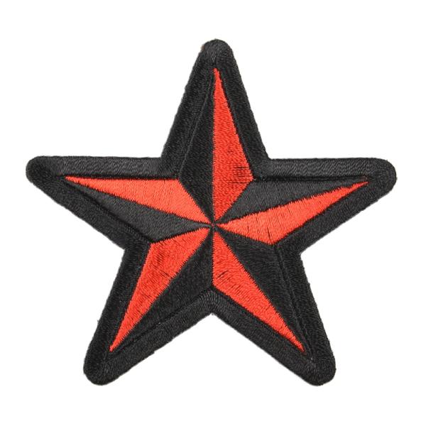 ミリタリーパッチ 星 アイロンシート付 バイカラー [ ブラック&レッド