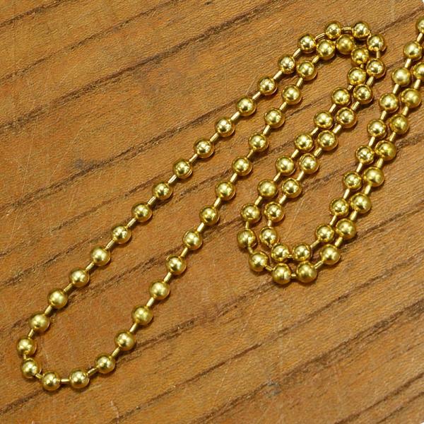 ボールチェーン 真鍮製 ドッグタグ用 クラフトパーツ [ 3mm / 1m ] 玉鎖 ブラス 黄銅 ネックレス ペンダント ドッグタグパーツ 認識票