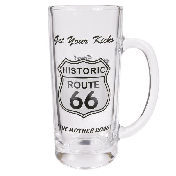●ルート66のロゴ入りビールジョッキ●ミリタリーデザインの小ぶりなガラス製ビアグラス（コップ）。シンプルなデザインのグラスにルート66のロゴがデザインされています。●グラスの詳細 /【約497ml】 サイズ（直径×高さ）:約6×15cm 重...