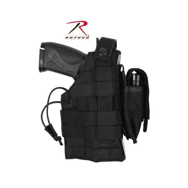 Rothco MOLLE モジュラーホルスター マグポーチ付 マルチフィット [ ブラック ] 10475 MOLLEホルスター モーリー