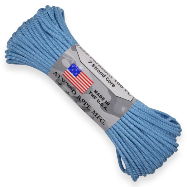 ●別名タールヒールブルーと呼ばれる、カロライナブルーのパラコード●ATWOOD ROPE(アトウッドロープ)社製の、アメリカのノースカロライナ大学で最も古い学生組織によって大学の公式色として採用され、水色に近い青色のCarolina Blu...