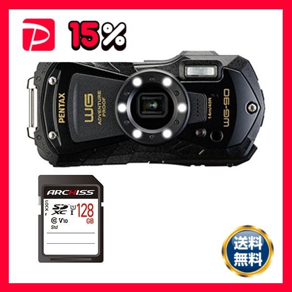 PENTAX デジタルカメラ WG-90 ブラック ＋ 128GB SDXCメモリカード 1
