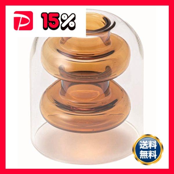 ガラスベース 花瓶 約幅8×奥行8×高さ9cm オレンジ フラワーベース 花器 リビング インテリア雑貨 インテリア用品 完成品