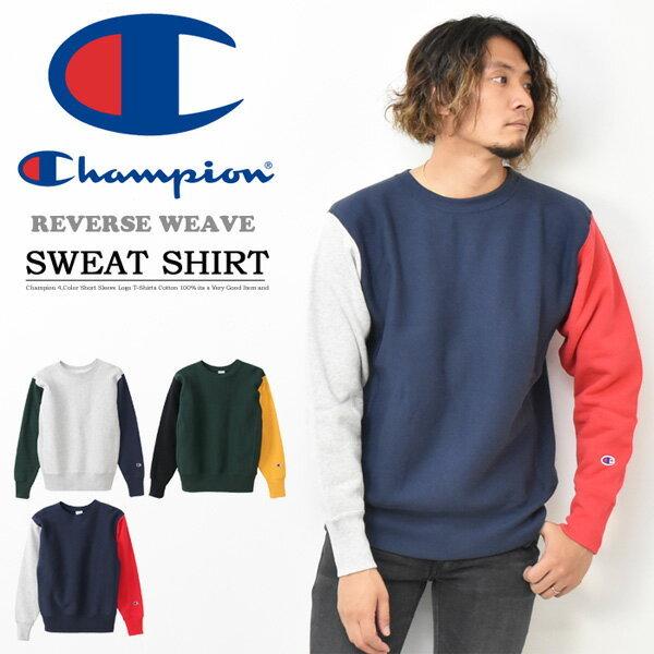 Champion チャンピオン リバースウィーブ 袖切り替え スウェットシャツ トレーナー クレイジー クルーネック 裏起毛スウェット C3 S008 Rex One 通販 Yahoo ショッピング