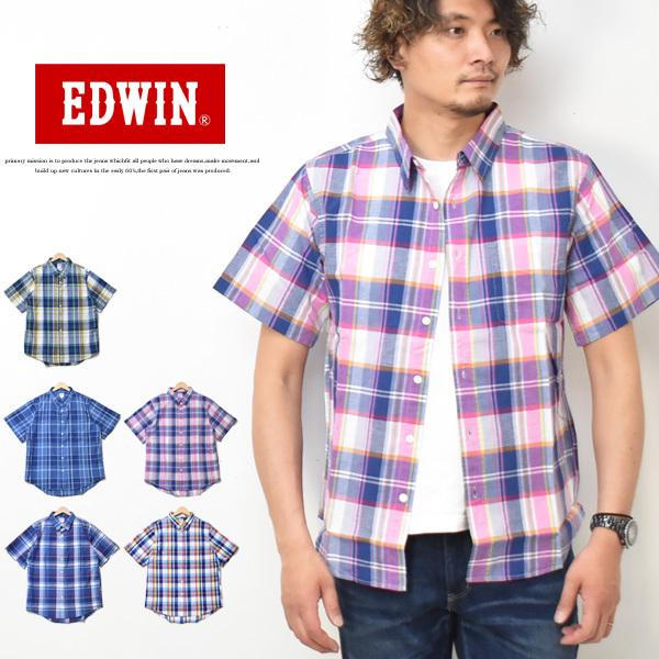 Sale セール Edwin エドウィン 半袖 マドラスチェックシャツ メンズ 半袖シャツ チェックシャツ Et2126 Rex One 通販 Yahoo ショッピング