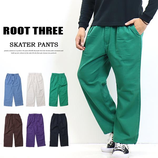 ROOT THREE スケーターパンツ タック ワイドパンツ イージー ROOT THREE スケーターパンツ タック ワイドパンツ イージー