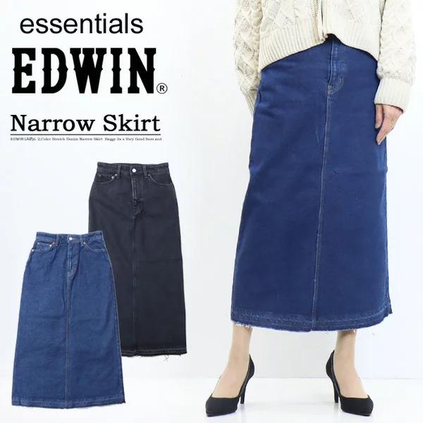 EDWIN エドウィン essentials レディース デニム ロングスカート 切り