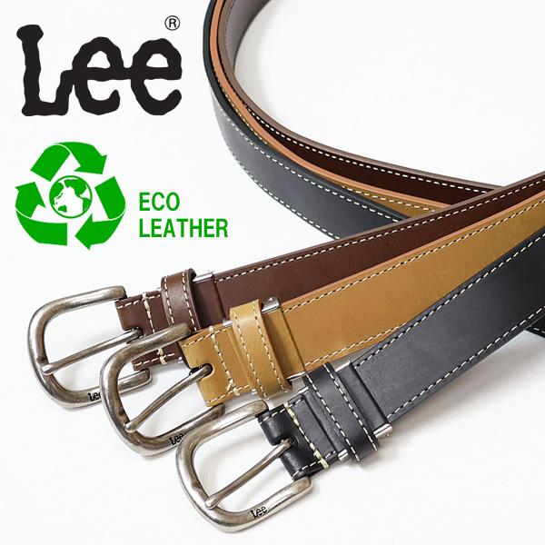 Lee リー リサイクルレザー 生成りステッチベルト メンズ カット Lee リー リサイクルレザー 生成りステッチベルト メンズ カット