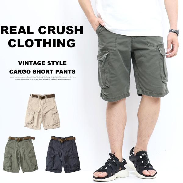 REAL CRUSH CLOTHING ベルト付き カーゴショーツ カーゴパンツ REAL CRUSH CLOTHING ベルト付き カーゴショーツ カーゴパンツ