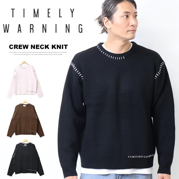 TIMELY WARNING Timely Warning 手刺しステッチ クルーネック