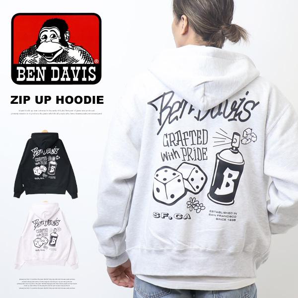 BEN DAVIS ホワイトフーディー　スウェット　ジップパーカー　ベンデイビス BEN DAVIS パーカー 「BEN DAVIS(ベンデイビス)」 BALL ETC