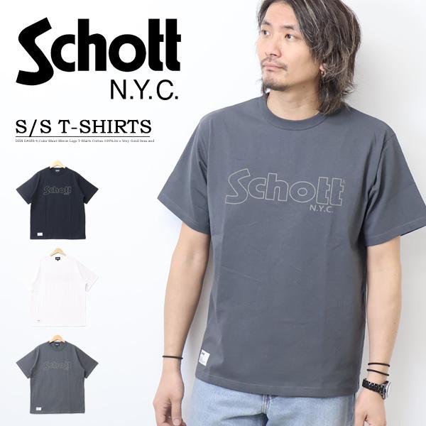 Schott N.Y.C ショット ベーシックロゴプリント 半袖Tシャツ 半T