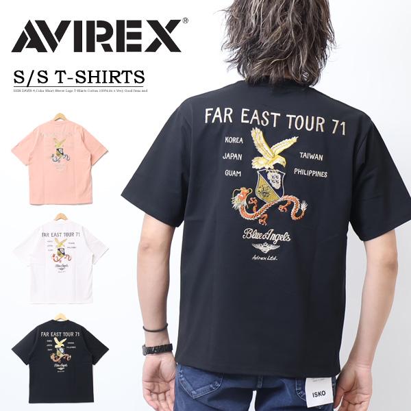 AVIREX アヴィレックス スカ エンブロイダリー 半袖Tシャツ 刺繍 AVIREX アヴィレックス スカ エンブロイダリー 半袖Tシャツ 刺繍