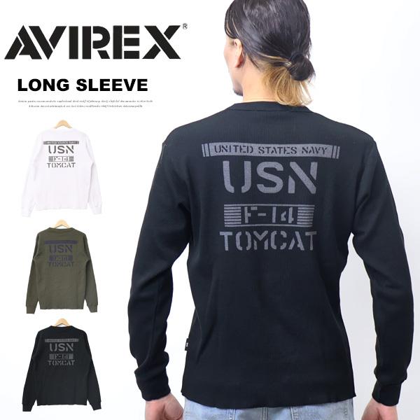 AVIREX（アヴィレックス） ミニワッフル プリント 長袖Tシャツ TOMCAT