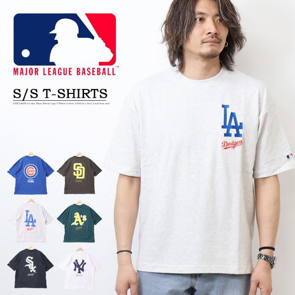 MLB メジャーリーグベースボール チームロゴ刺繍 バックプリント 半袖T