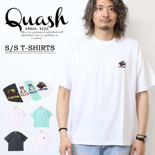 Quash クアッシュ アニマル ワンポイント刺繍 半袖Tシャツ 半T Quash クアッシュ アニマル ワンポイント刺繍 半袖Tシャツ 半T