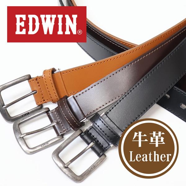 774 エペル 9月中 EDWIN（エドウィン） シングルステッチ レザーベルト メンズ 本革 牛革