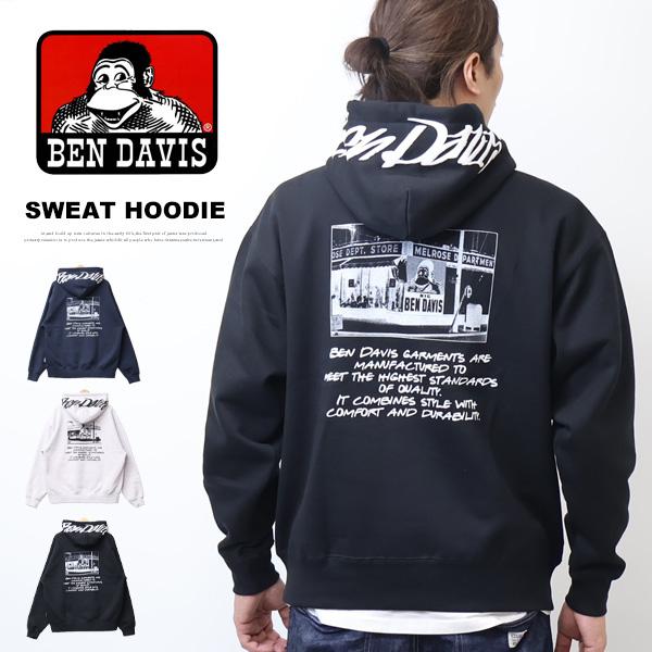 BEN DAVIS（ベンデイビス） フードロゴ バックプリント スウェット
