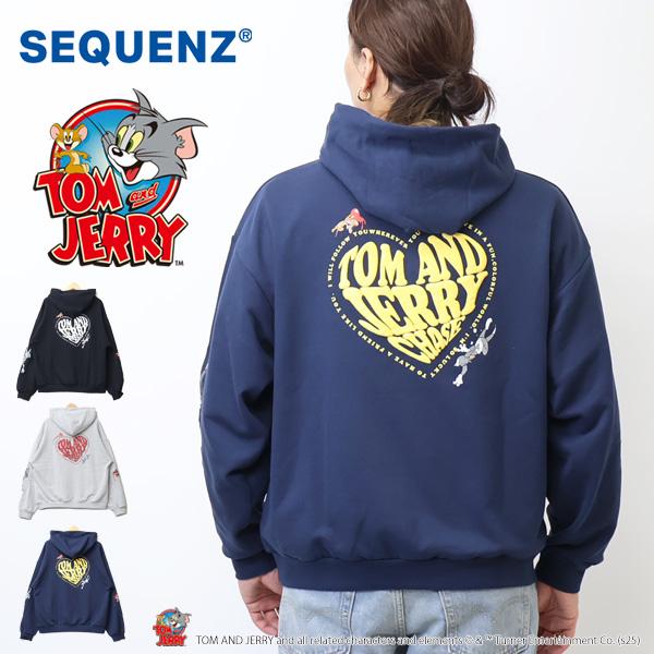 UK ダークブルートレーナーとハートロゴトレーナー SEQUENZ トムとジェリー HEART LOGO ハート スウェットパーカー 裏毛