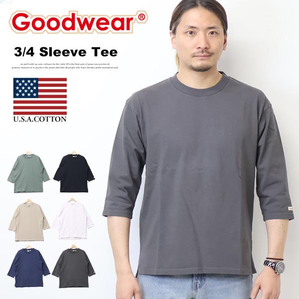 Goodwear グッドウェア USAコットン 7分袖Tシャツ クルーネック メンズ 2W7-15229