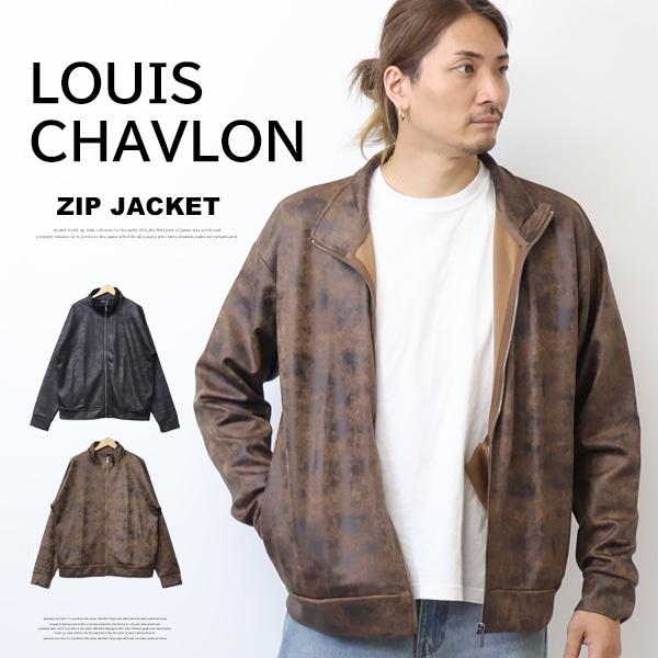 LOUIS CHAVLON ルイシャブロン レザー風プリント スタンドジャケット