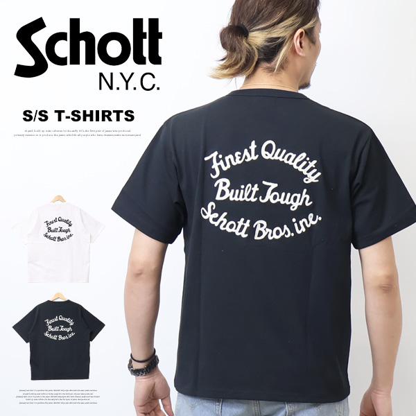 Schott N.Y.C（ショット） Schott ヘンリーネック 刺繍 半袖Tシャツ
