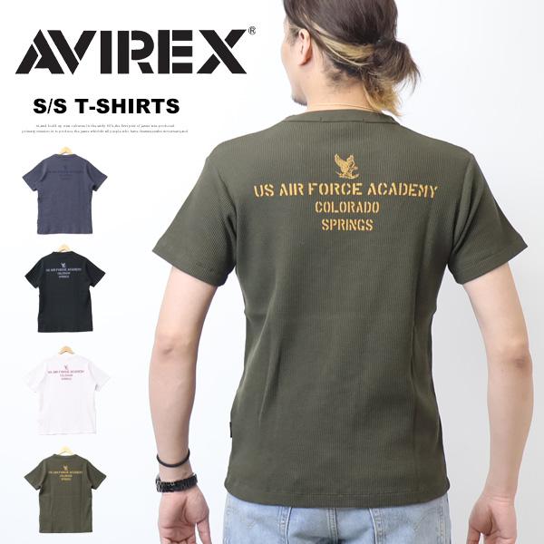 AVIREX（アヴィレックス） ミニワッフル プリント 半袖Tシャツ クルー