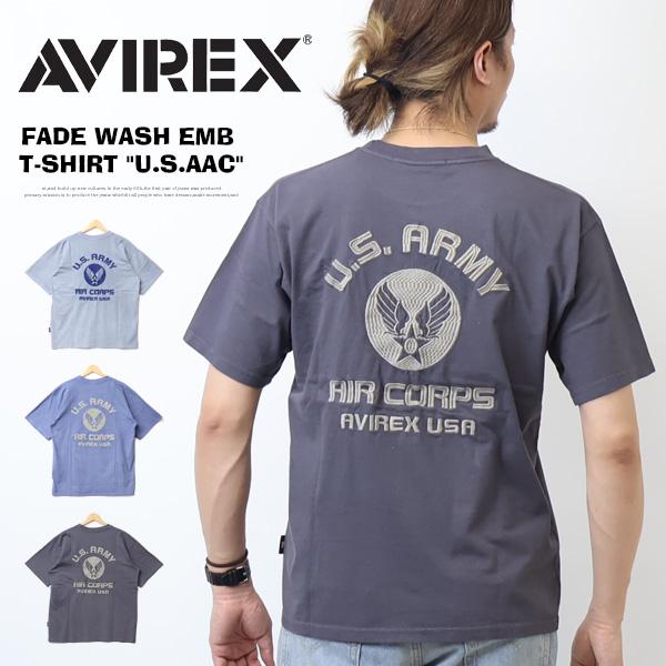 AVIREX（アヴィレックス） フェイドウォッシュ 刺繍 半袖Tシャツ U.S.