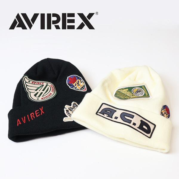 AVIREX アヴィレックス ヴァーシティーワッペン ニットキャップ