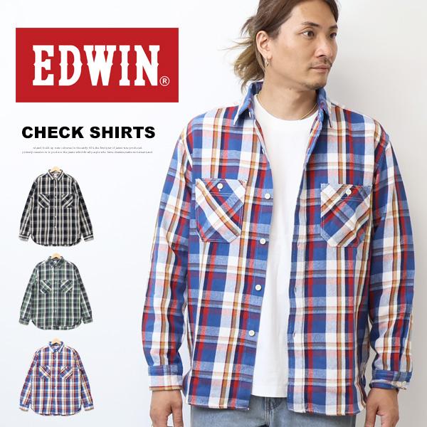 EDWIN（エドウィン） チェック ワークシャツ チェックシャツ 長袖