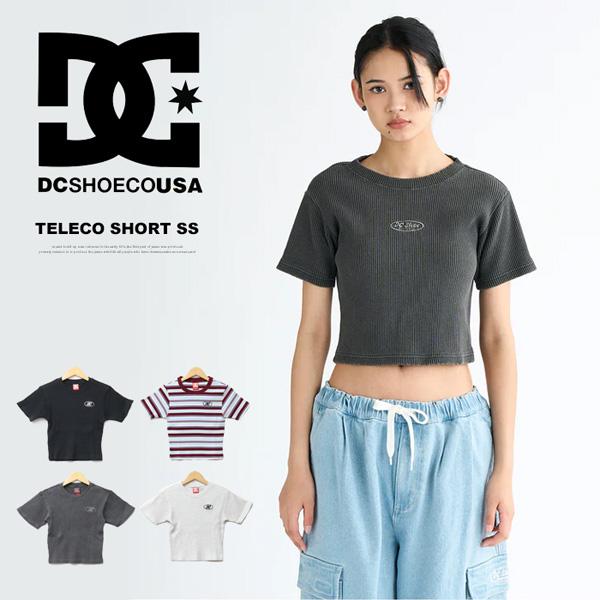  Jeans バッジロゴ ストライプ 半袖 Tシャツ 送関込 DC SHOES ディーシーシュー レディース テレコ クロップド丈