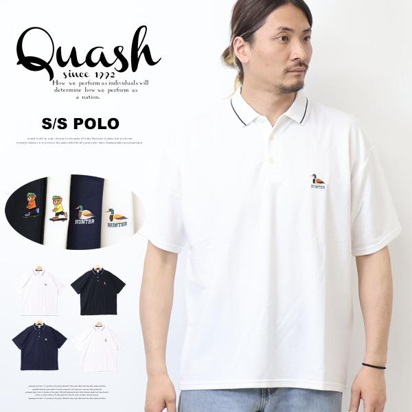 Quash（クアッシュ） アニマルワンポイント刺繍 半袖ポロシャツ メンズ